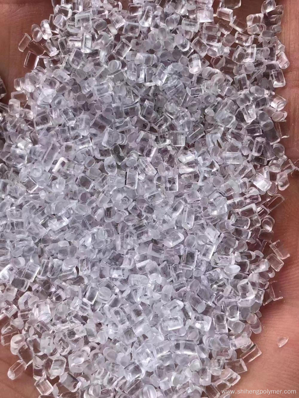 Transparent polycarbonate plastic particles