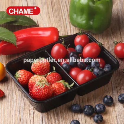 Meal prep disposable plastic tiffin lunch box with 2 compartments