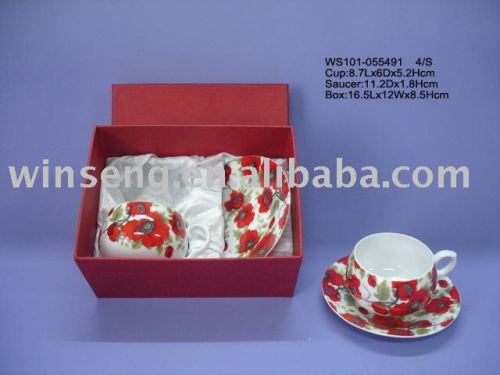 Fine Porcelain flower pattern Coffee Cup & Saucer set