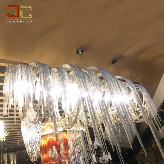 Silver Aluminum Chain Chandelier for Contemporary Dining Room