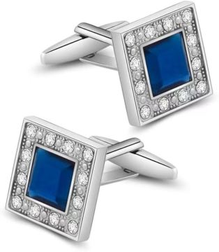 Blue Navy Crystal Square Cufflinks