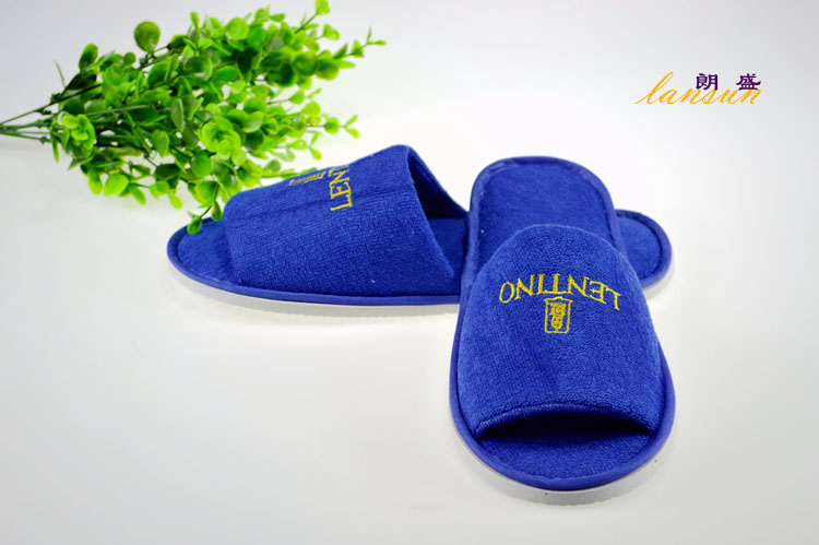 Blue Terry Slipper Open Toe Towel Slipper