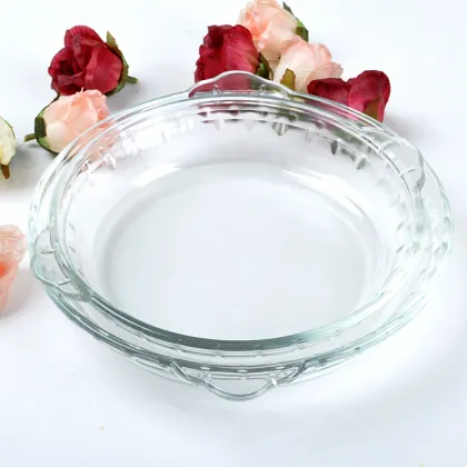 Pyrex glass bakeware pie plate/dish, glass bakeware set with handle, Round Clear oven safe