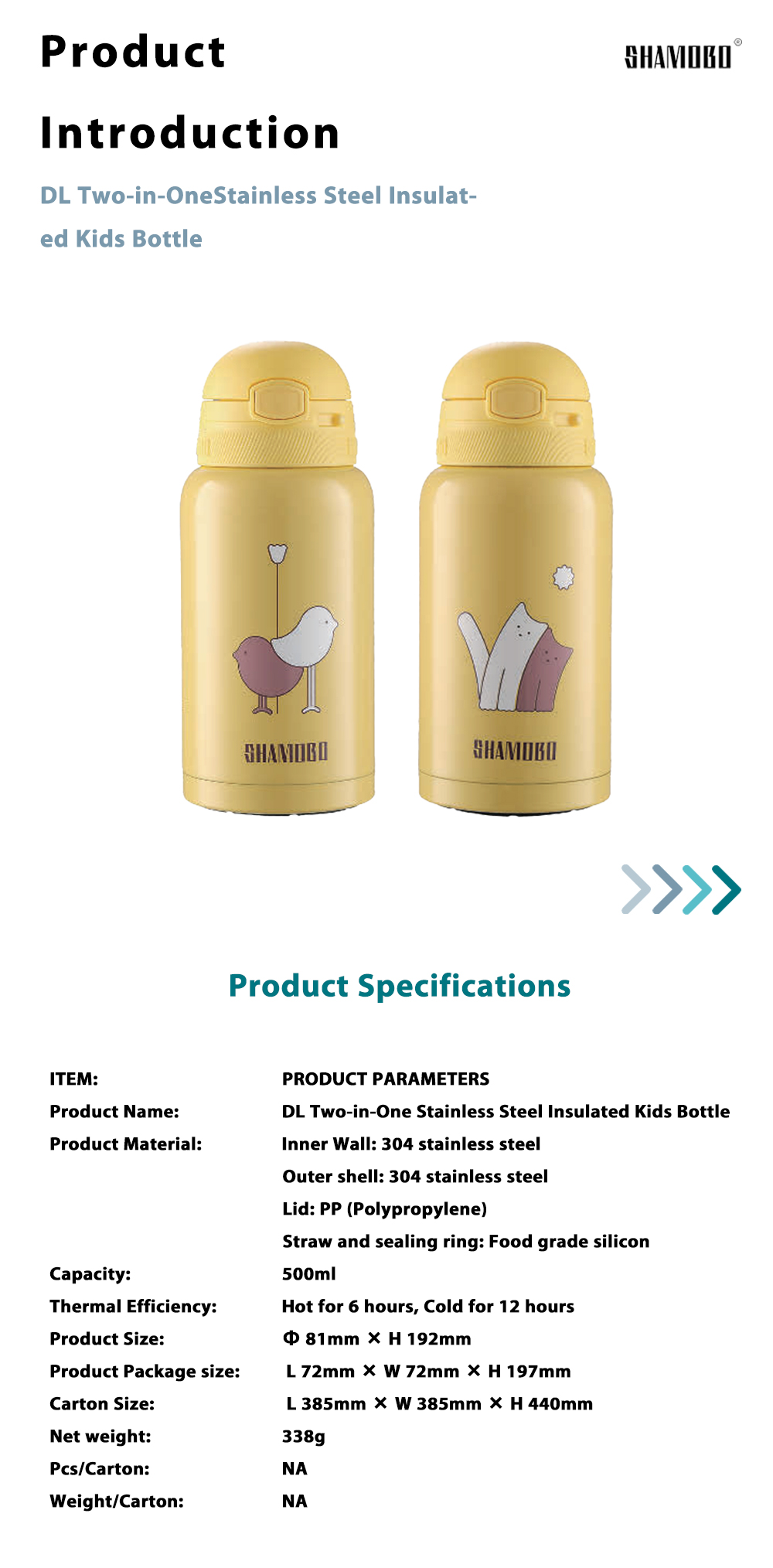 Yellow Kids Cartoon Stainless Steel Bottle x