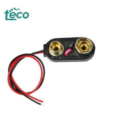 9V Battery Clip Connector with Long Cable and Hard Shell: Black and Red Design