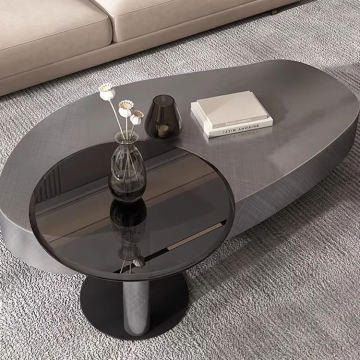 Simple Modern Luxury Italian Designer Stainless Steel Oval Coffee Table for High Sense Living Room Furniture