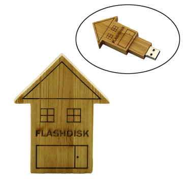 Customized Logo Wooden House Shaped Pen Drive USB