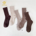 한국 버전 수직 스트라이프 하이 튜브 양말, 커피 색깔의 단색 더미 양말