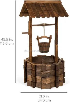 Wood Hanging Flower Planter with Stand for Home Decorations