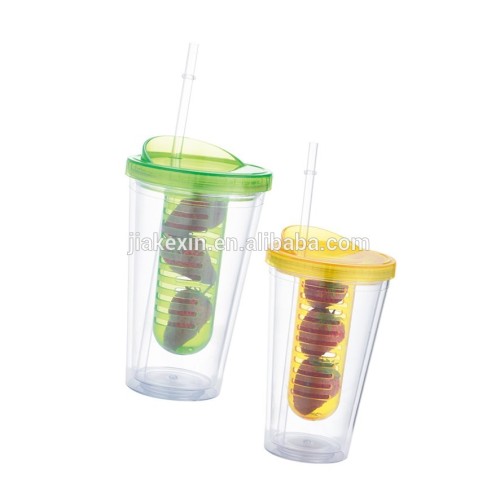 new style fruit infuser mug with straw in various colors