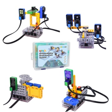 RGB LED RFID IC Card Eletronic Sensor Module DIY STEM Programming Building Blocks Smart Security House Kit With ESP32 Board