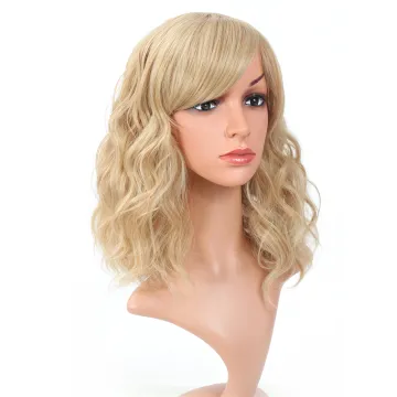 16inches Fluffy Loose Wave Wig with Bang For Women Long Omber Brown Hair Layered Heat Resistant Cosplay Party Synthetic Wig