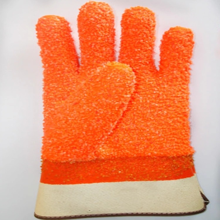 Fluorescent Orange PVC Glove.Rubber Dots on the Palm