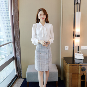 white jacket bag buttock slim check dress