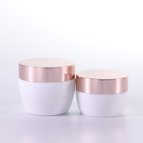 Opal White Cream Jar avec bonnet en or rose