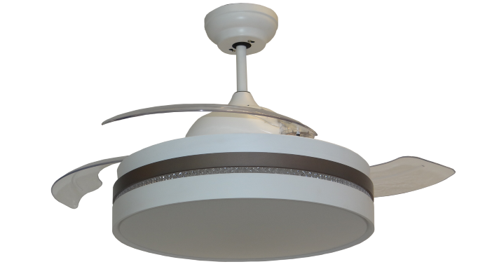 Modern Retractable Ceiling Fan with Brown Lampshade