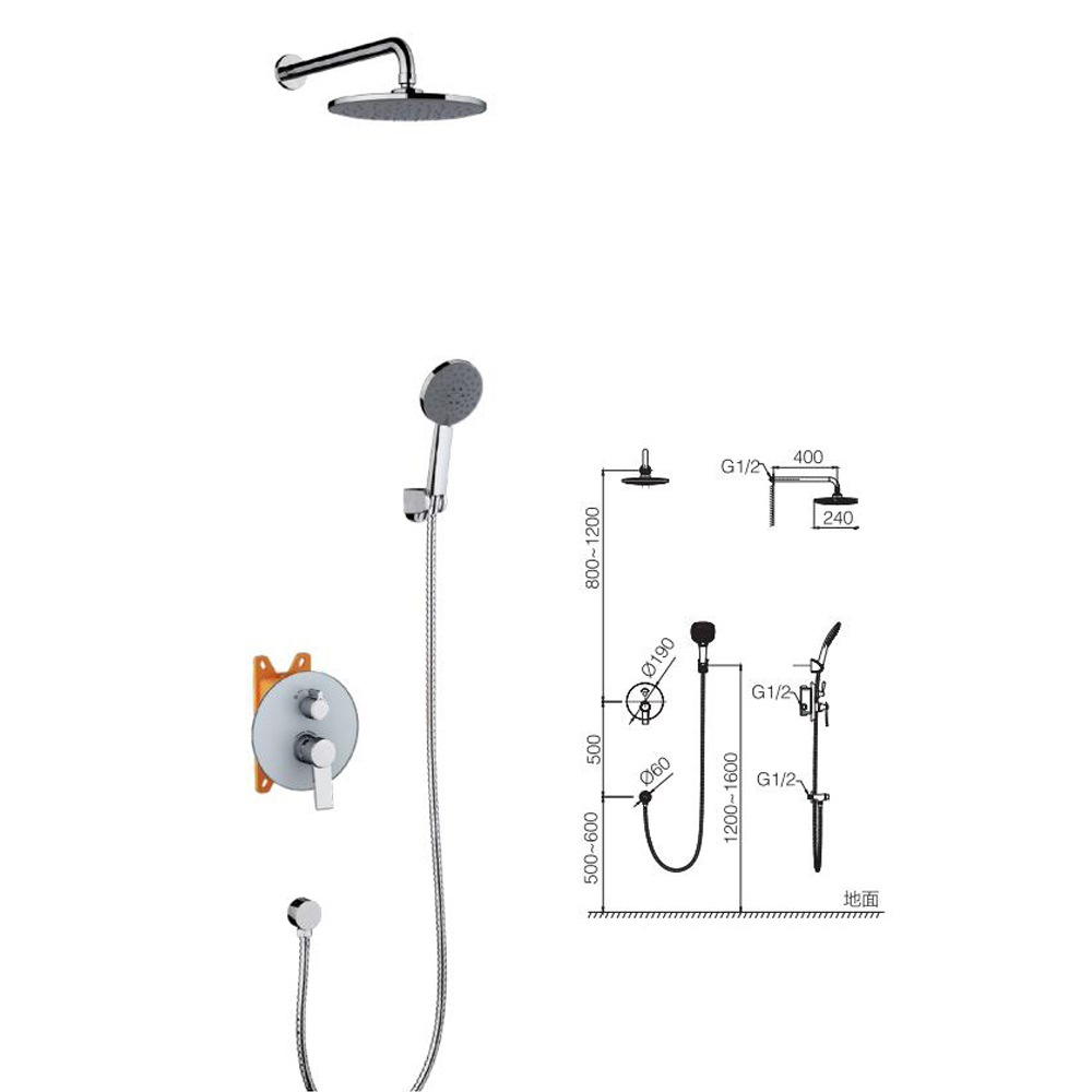 Wall Recessed Two Function Shower combo