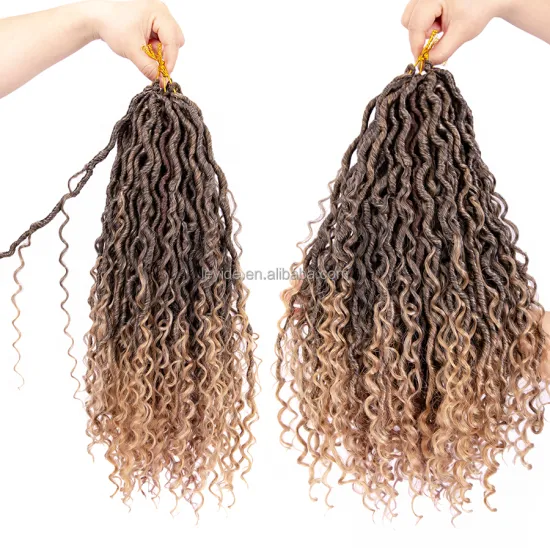 Ombre 14 18 Inch Curly Faux Locs Crochet Hair Pre Looped River Locs Crochet Hair Extension Goddess Faux Locs Crochet Braid Hair