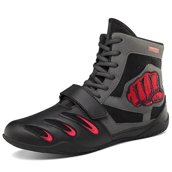 Customizable High-Quality Men's Leather/PU Breathable High Top Boxing Shoes for Winter Training with Logo
