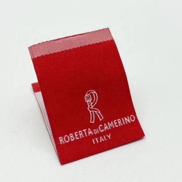 Custom Woven Luxury White Neck Label with Logo and Border for Garments