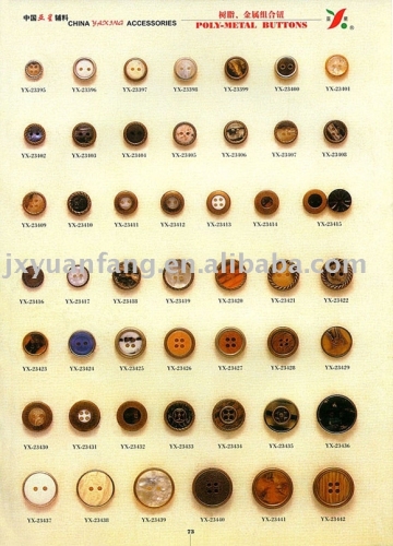 resin-metal buttons and combination button