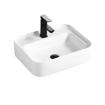 Luxury Restaurant White Ceramic Rectangular Washbasin
