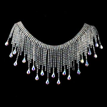 High-Quality Twinkling Crystal Glass Rhinestone Fringe Trim and Tassel Chain
