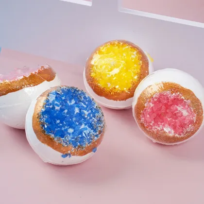 Wholesale Custom Crystal Geode Bath Bombs | Vegan Organic Colorful Bath Fizzies