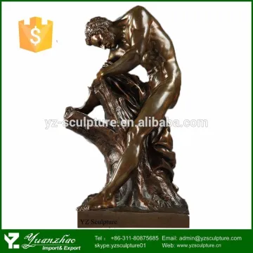 famous brass Western life size nude male the thinker garden statue