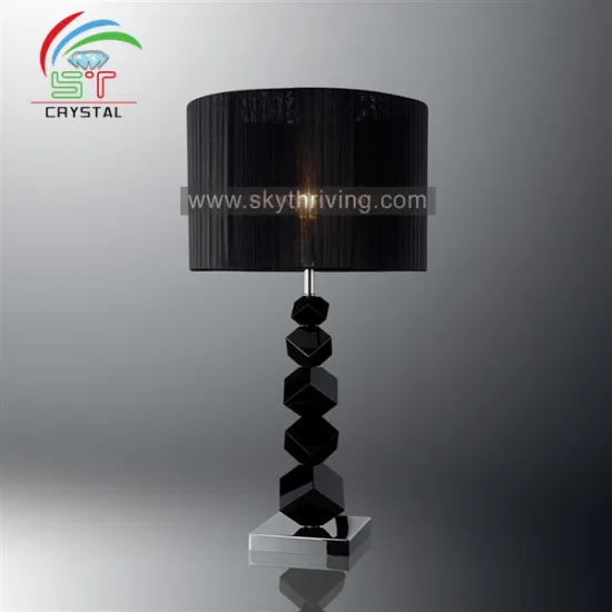 power outlet hotel black crystal table lamp