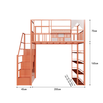 Wrought Iron Small Loft Bed: Space-Saving Single Loft Bed with Table underneath
