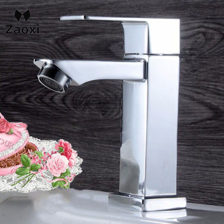 ZAOXI Hot Cold Basin Faucet Waterfall Bathroom Vanity Sink Faucet Single Lever Chrome Brass Hot and Cold Basin Washing Taps L162