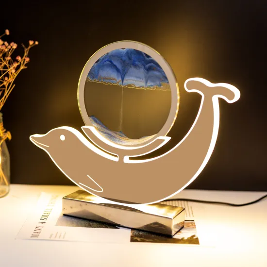 Dolphin DC5V LED Table Light - 3D Dynamic Hourglass Sand Art Lamp
