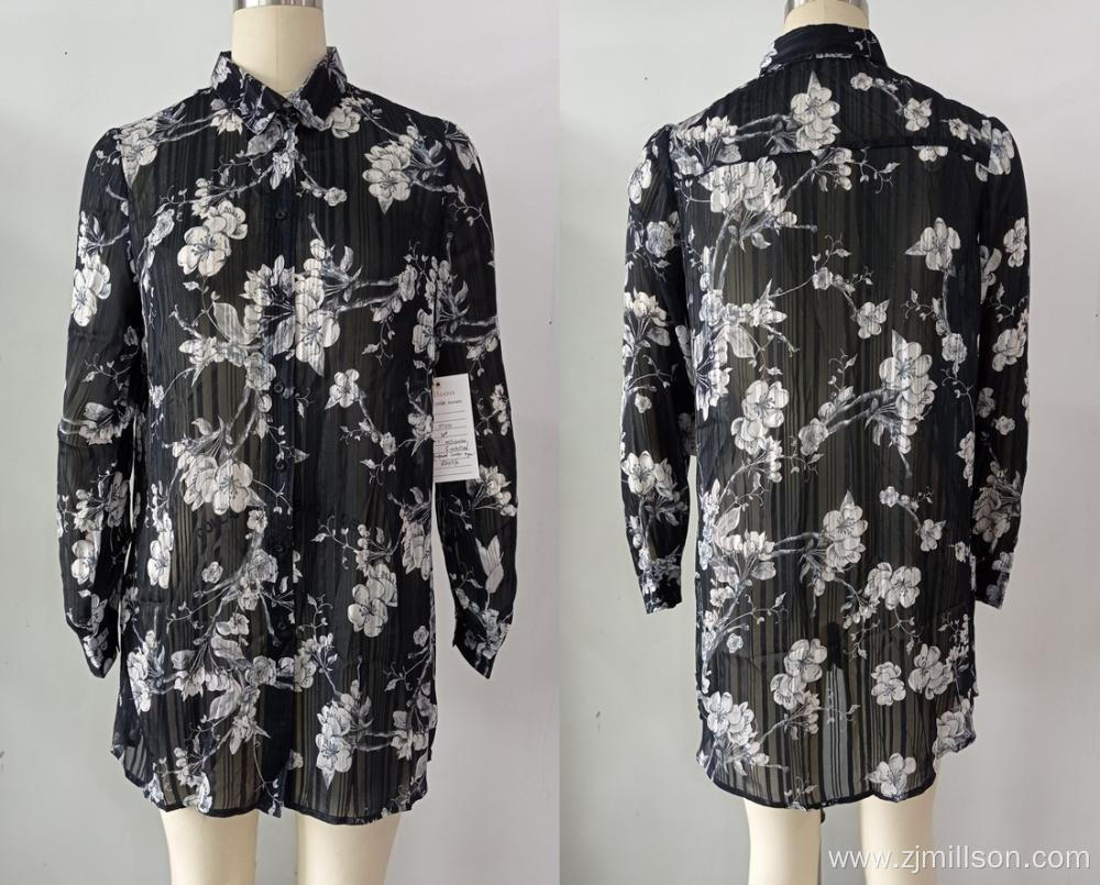 Retro Floral Pattern Long Sleeves Loose Lay's Shirts