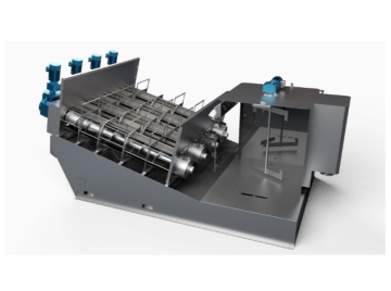 Screw sludge dewatering machine