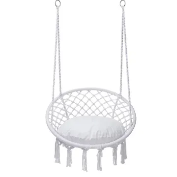 BODI Hammock Chair Macrame Swing - Cotton Rope Chair with Cushion and Hardware Kit