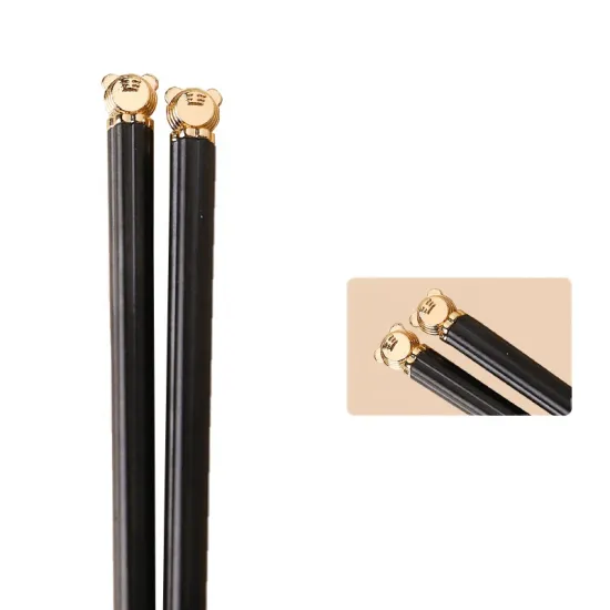 Hot Sale Zodiac Animal 3D Golden Top Design Alloy Chopsticks - Dishwasher Safe Fiberglass
