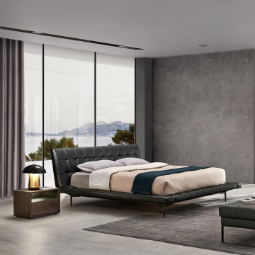 Modern stil ile modern gerçek deri yumuşak yatak