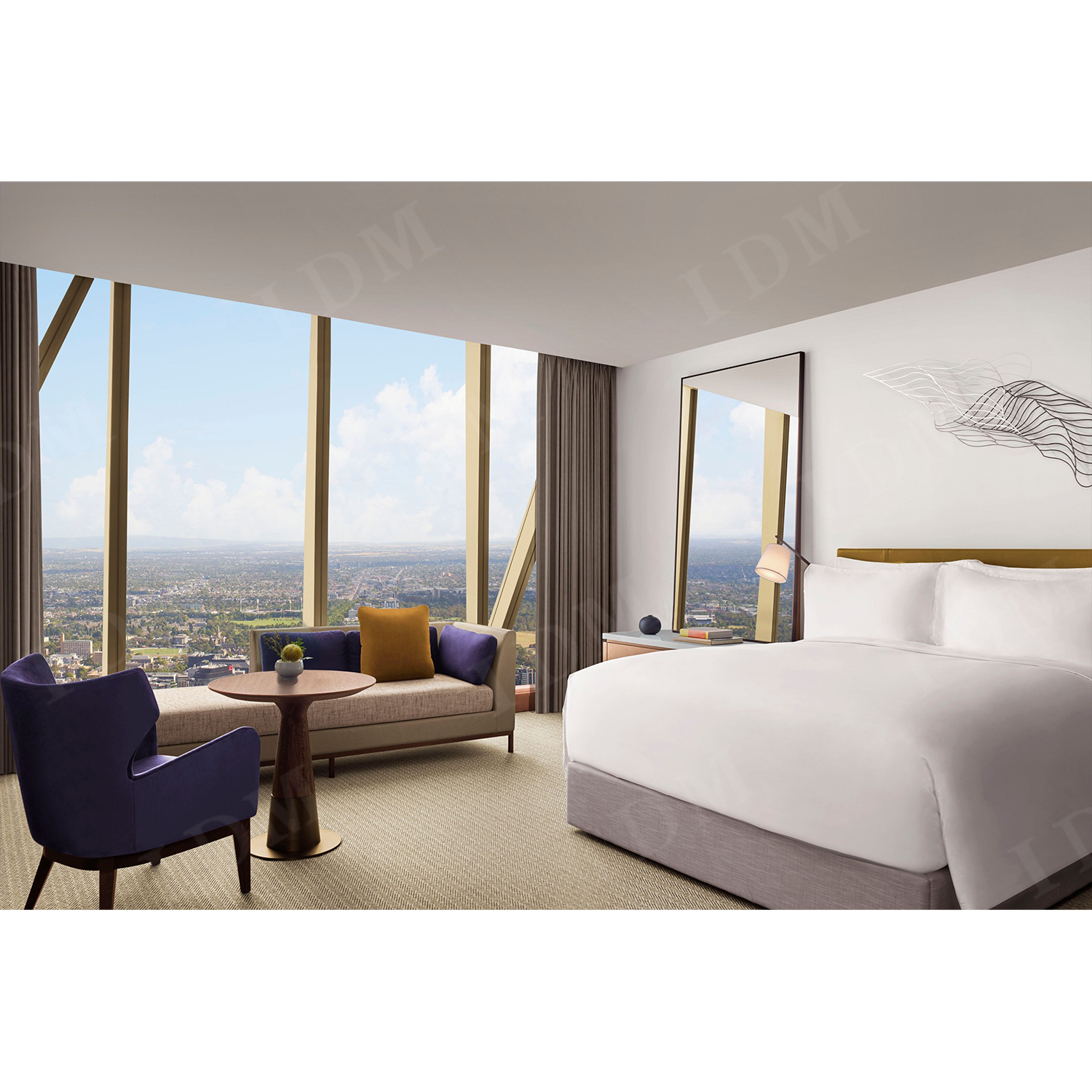 Custom Crafted Solid Wood Luxury Hotel Bedroom Furniture