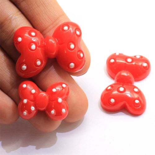 Lovely Red Bowknot Shaped Flatback Resin Cabochon 100pcs/bag Handmade Craft Decoration Toy Decor Beads