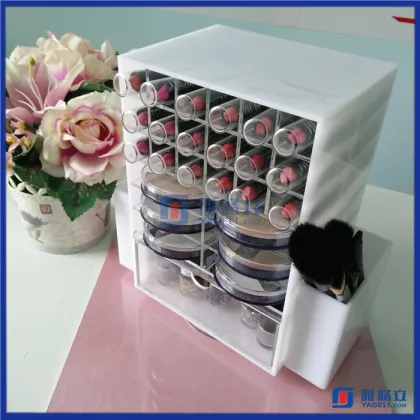 2016 Hot Sale!! Acrylic Lipstick Organizer with Brush Compartments / Rotating Acrylic Lipstick Holder