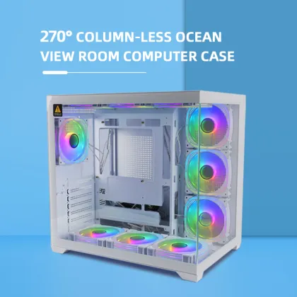 Choiyan Mid Tower Gaming PC Cases with RGB Fans and Front Panel Glass