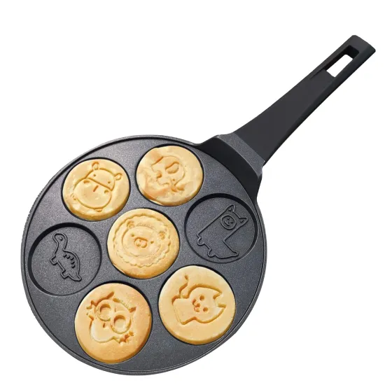 Professional Pancake Pan: 7-Mold Cast Aluminum Griddle with Even Heating and Easy Cleaning