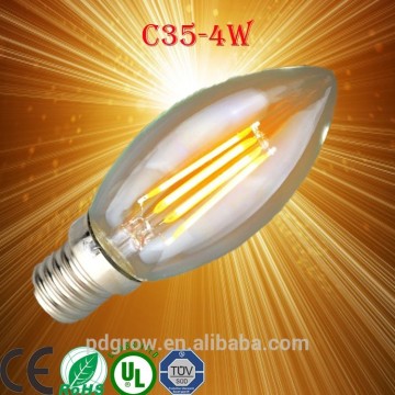 PD Lamp Hot!!! tuv ce certification led filament bulb C35 3W E14 clear glass dancing flame led candle