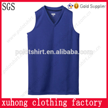 Mens blank blue fitted V-neck dry fit vests
