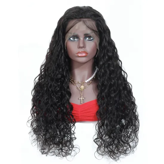 Water Wave Indian Human Hair Lace Front Wig Pre Plucked Hairline Transparent Swiss Lace Frontal Indian Hair Wigs For Black Women