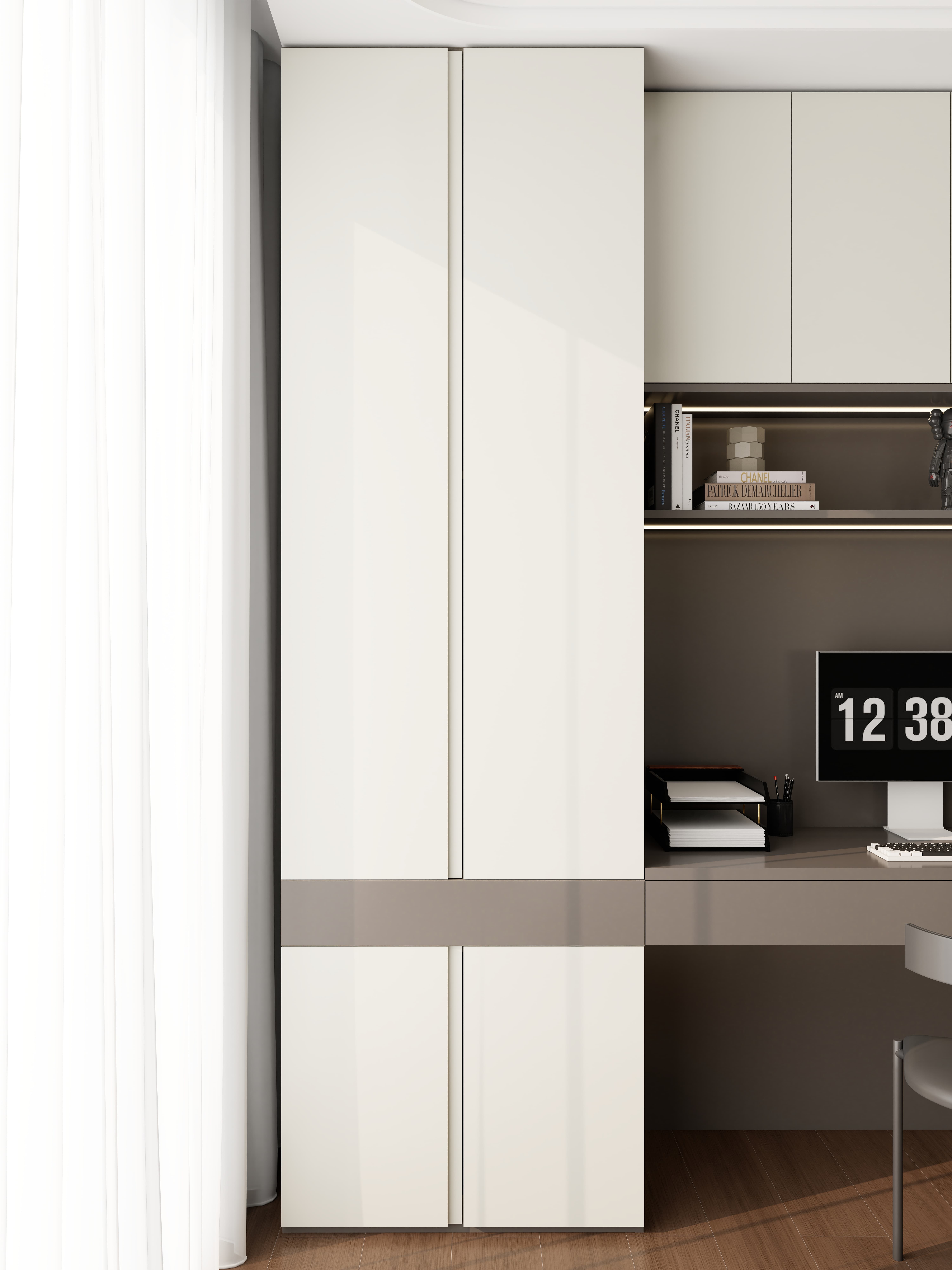 Современный стол и книжный шкаф