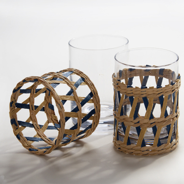 colorful paper rattan wrap glass rattan/wicker wrapped glass