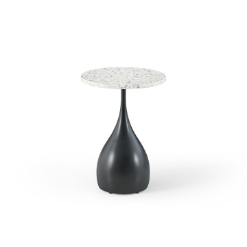 table en marbre en acier inoxydable rond