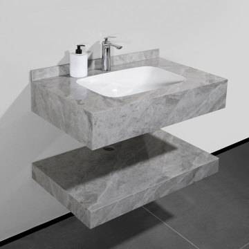 Wall-Mounted Floating Vanity with Mirror and Sintered Stone Top
